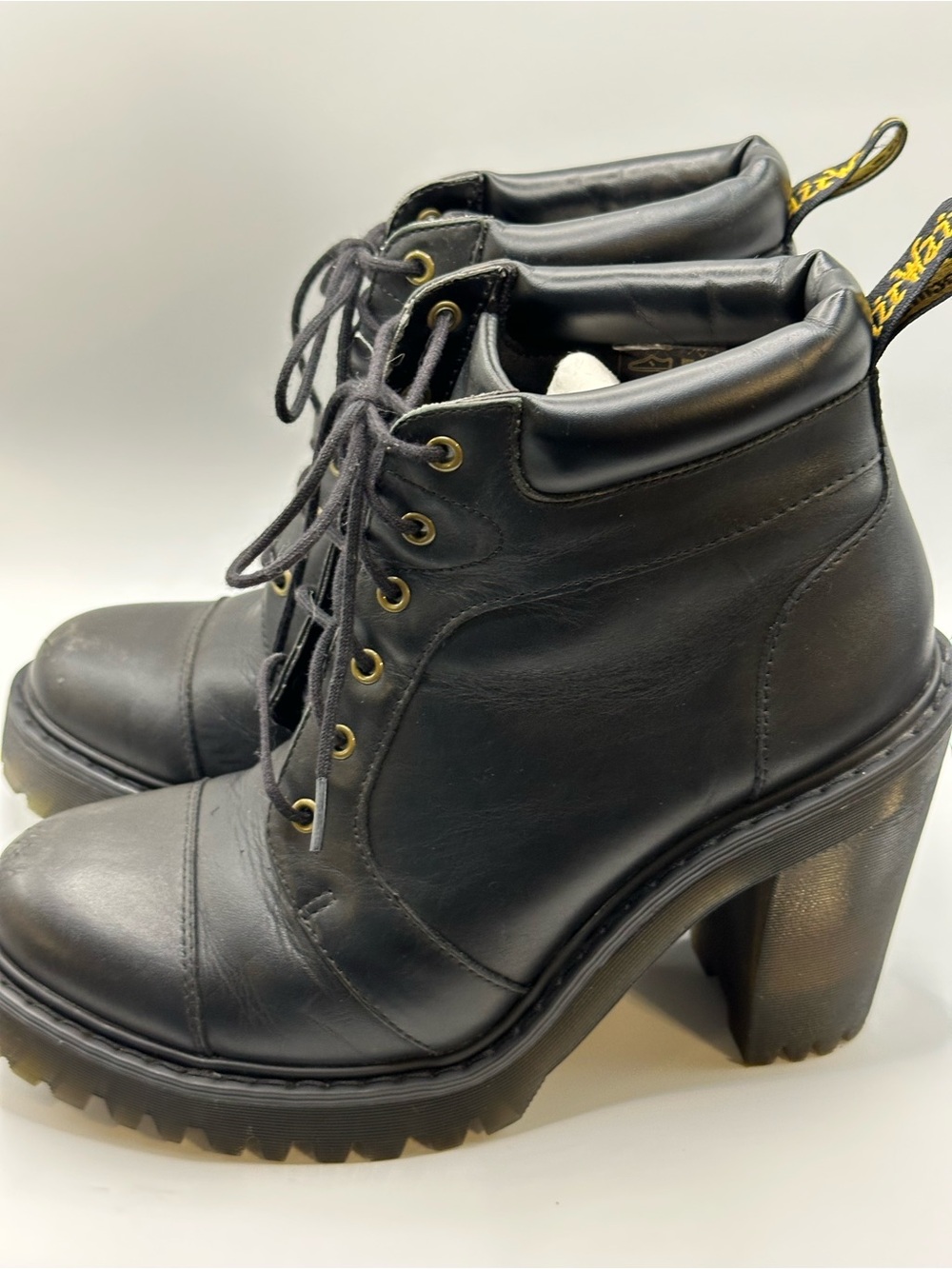 Dr. Martens “Averil” Black Leather Lace-Up Platform Boots